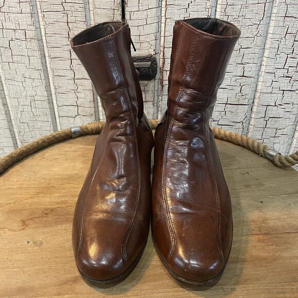 Vintage 60's Beatle ankle Florsheim Imperial Duke side-zip boots cognac leather. - Picture 2 of 9